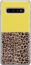 Samsung S10 Plus hoesje siliconen - Luipaard geel | Samsung Galaxy S10 Plus case | geel | TPU backcover transparant