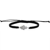 Armband | Katoenen armband met zilveren handje van Fatima