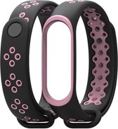 Siliconen Sport bandje - geschikt voor Xiaomi Mi Band 3 / 4 - Zwart/Paars