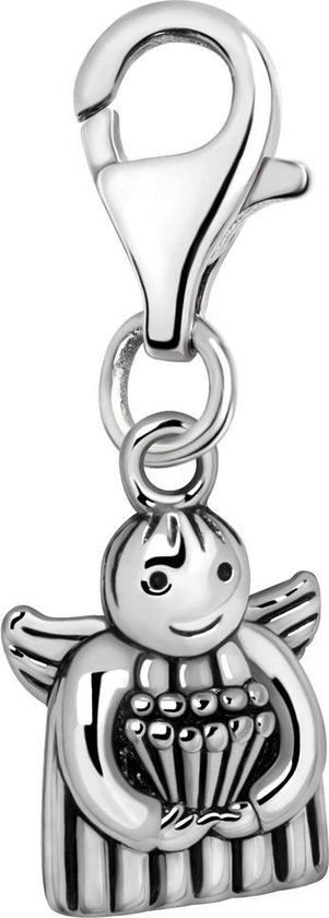 Quiges – 925 - Zilver – Charm - Bedel - Hanger - 3D Engel met Bos Bloemen - met – sterling - zilver - karabijnslot - geschikt - voor - Zinzi, Thomas – Sabo - Ti Sento - Bedelarmband HC310