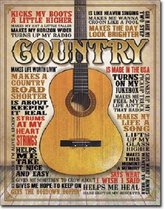 Country Made in America.  Metalen wandbord 31,5 x 40,5 cm.