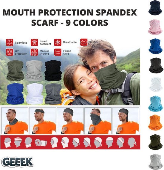 Mondbescherming Col Sjaal Bandana Hoofdband Spandex Fashion Sport UPF50
