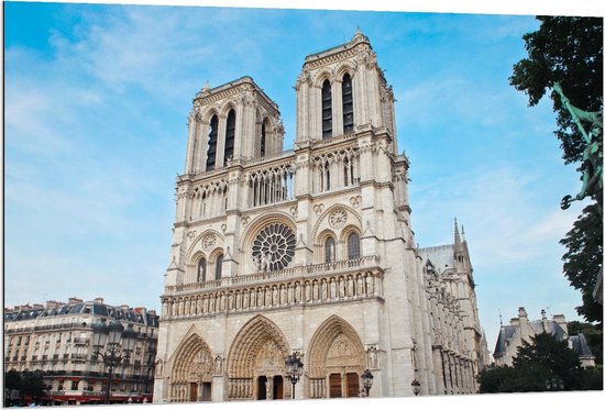 Dibond - Notre-Dame in Parijs - 120x80cm Foto op Aluminium (Wanddecoratie van metaal)