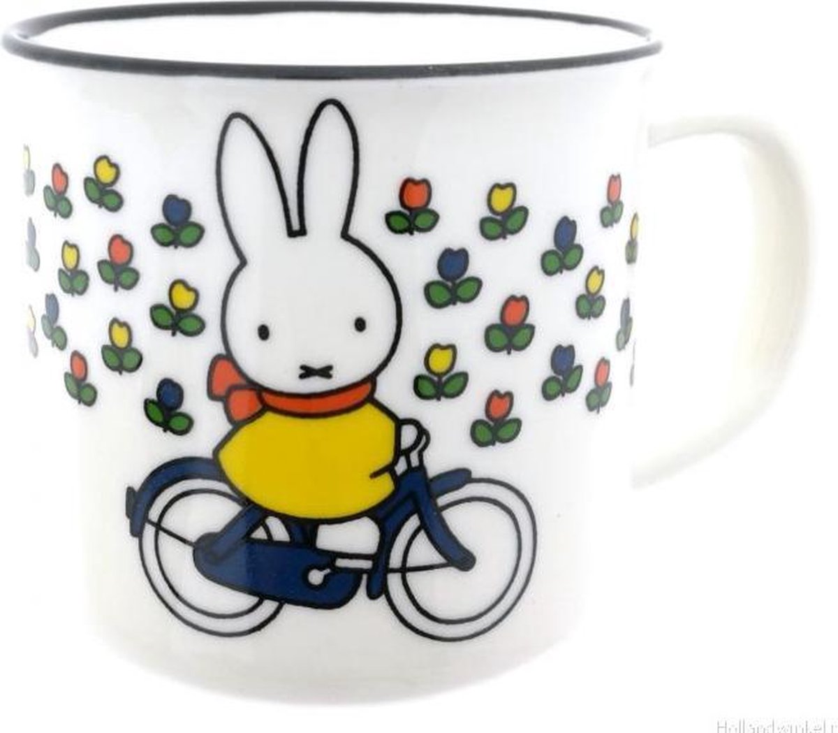 Nijntje Fietst retro mok tulpen wit
