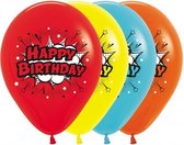Ballonnen Happy Birthday, 6 stuks, Verjaardag, 100% biologisch afbreekbaar.