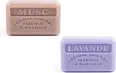 Soap bar set - zeep savon de marseille  Musc en Lavendel 2x125 gr.