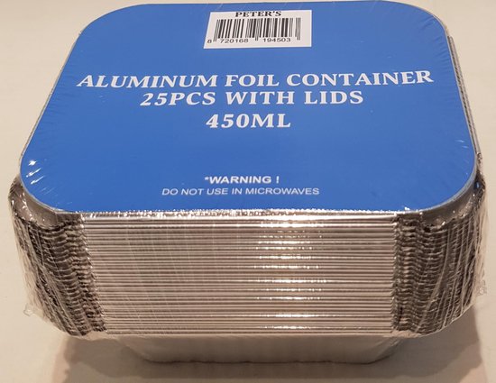 Aluminium bakken met karton deksel 25 stuks 450 ML | bol.com