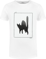 Collect The Label - Zwarte Kat T-shirt - Wit - Unisex - S