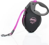 Flexi - Giant Rollijn - Zwart Met Neon Roze lint - Maat M - 8 Meter - voor honden tot ± 25 kg.