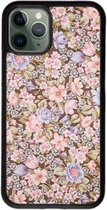 Hoesjes Atelier Zwart Frame Dikke Zwarte Siliconen Hoesje "Pink Flowers" voor IPhone 11 Pro