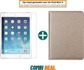 ipad mini 5 360 graden draaihoes | iPad Mini 5 bescherm hoes | iPad Mini 5 standaard case goud | boekhoes ipad mini 5 apple | iPad Mini 5 hoes + iPad Mini 5 screenprotector tempere