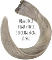 Weft extensions weave human hair ash blond 50cm 100gram TOP KWALITEIT