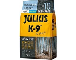 Julius K9 - Graanvrij en hypoallergeen hondenvoer - hondenbrokken op everzwijn/lam/rund & aardappel basis - voor volwassen honden - 3kg