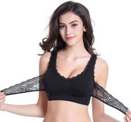 Comfort BH met voorband zwart XXL