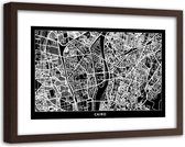 Foto in frame , Plattegrond Caïro , 120x80cm , Zwart wit , wanddecoratie