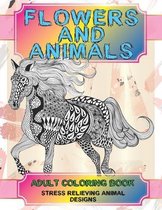 Adult Coloring Book Flowers and Animals - Stress Relieving Animal Designs