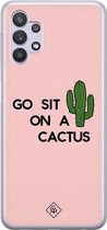 Samsung A32 5G hoesje siliconen - Go sit on a cactus | Samsung Galaxy A32 5G case | Roze | TPU backcover transparant