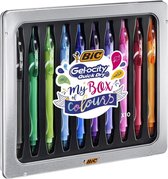 BIC Gel-ocity Quick Dry - My Box met Gekleurde Rollerbal Gelpennen - Medium Punt (0.7 mm) - Verschillende Kleuren - Metalen Geschenkdoos van 10