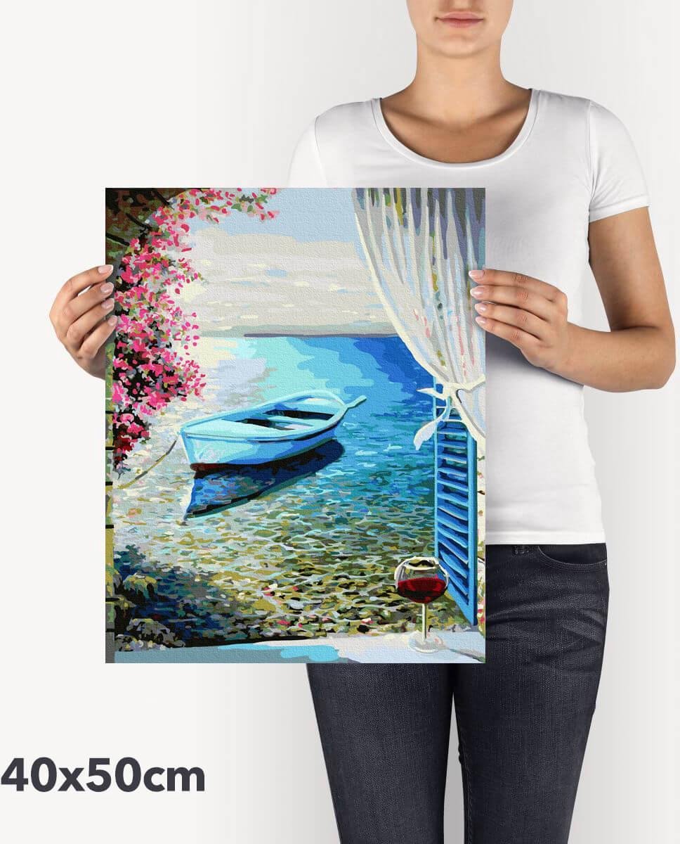 Schilderen Op Nummer Volwassenen DIY Paint By Number Compleet Hobby Pakket op Frame met Vernis - ®Arty Bee - Zeezicht Zijde 40x50cm — afbeelding 5