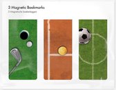 Set van 3 magnetische boekenleggers, Sport