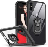 iPhone XS hoesje Kickstand Ring shock proof case transparant zwarte randen armor magneet