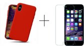 iPhone X/Xs hoesje rood - iPhone X/Xs siliconen case - hoesje Apple iPhone X/Xs rood – iPhone X/Xs hoesjes cover hoes - telefoonhoes iPhone X/Xs – Apple iPhone 10 rood - 1x screenprotector iPhone X/Xs