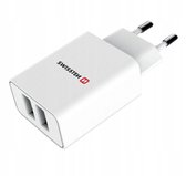 Swissten USB Oplader met 2 USB Poorten - Geschikt voor o.a. iPhone & Samsung - 10W - Wit