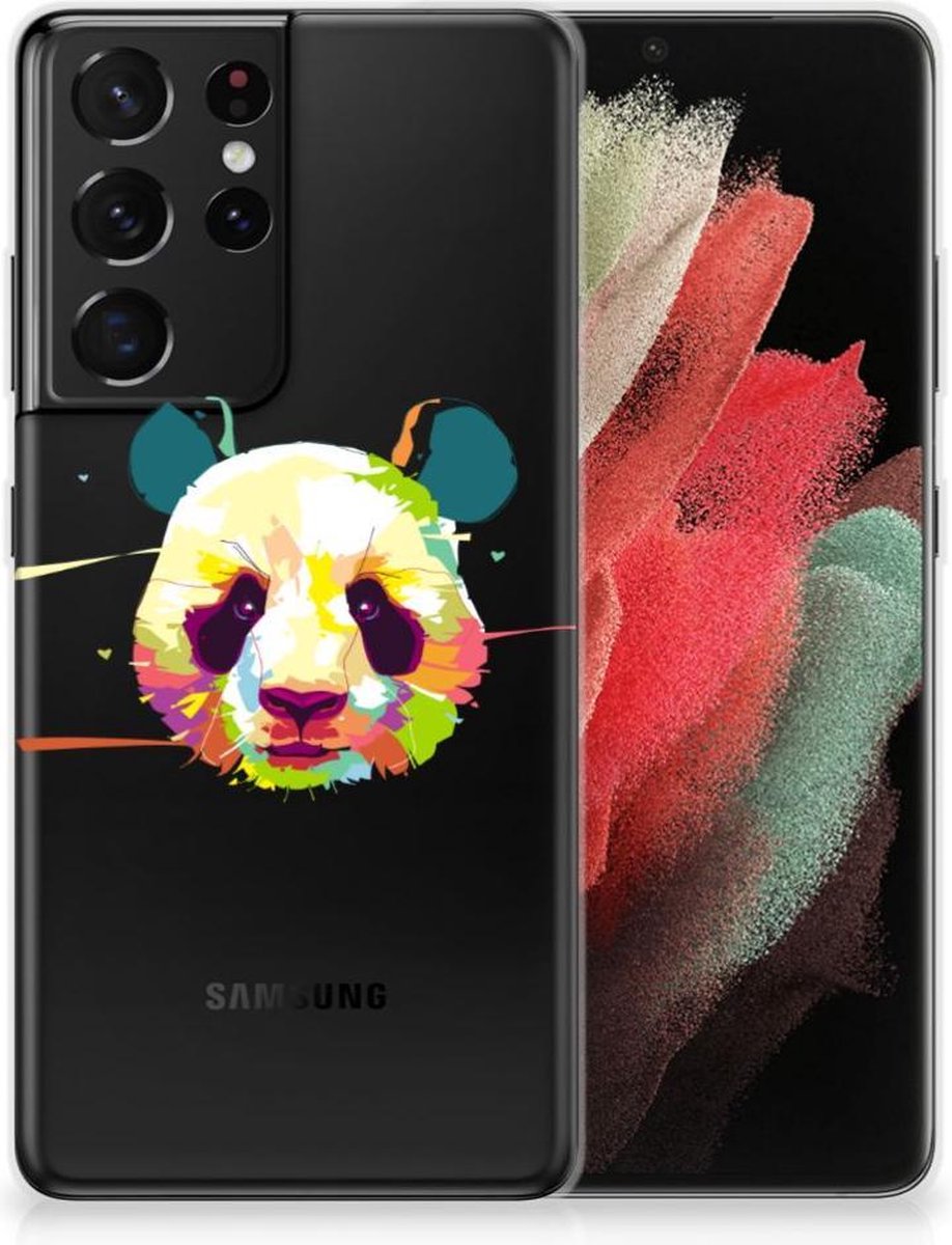 Back Cover voor Samsung Galaxy S21 Ultra Telefoonhoesje met Naam Panda Color