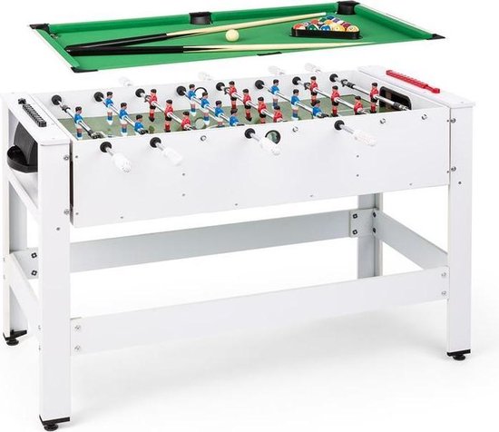 Klarfit Spin 2-en-1 table de jeu billard baby-foot rotatif 180 °  accessoires de jeu blanc | bol