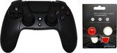 Gioteck Bluetooth Controller 3.5mm Jack Plug Zwart Bundel met thumbgrips (Rood, Wit) joystick bescherming - Geschikt voor PS4