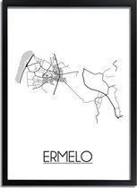 Ermelo Plattegrond poster A3 + Fotolijst zwart (29,7x42cm) - DesignClaudShop