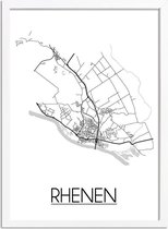 Rhenen Plattegrond poster A2 + fotolijst wit (42x59,4cm) - DesignClaudShop