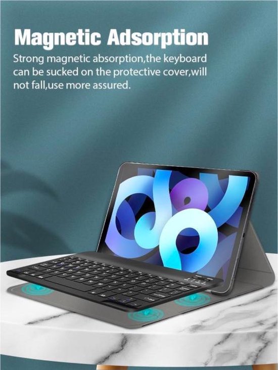 Apple iPad Air / Air2 / 2017 / 2018 Smart Keyboard Case Goud - Magnetically Detachable - Wireless Bluetooth Keyboard hoesje met toetsenbord en Stylus Pen - LTP Trading - Merkloos