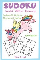 SUDOKU fur Kinder 4-7 Jahren Band 1 - +200 Gitter Leicht-Mittel-Schwierig