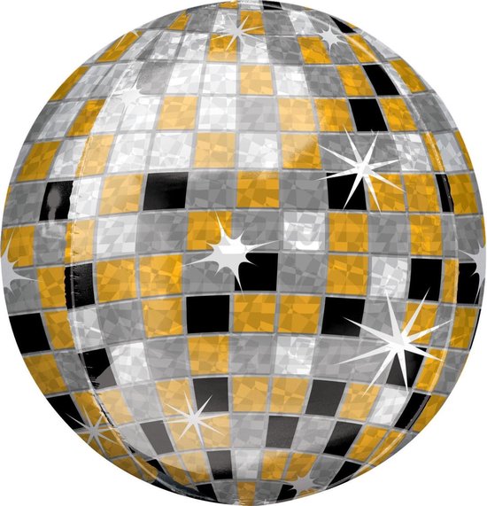 Anagram Folieballon Disco Ball 40 Cm Zwart/goud/zilver