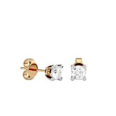 AËLRA 14K geel gouden oorknopjes voor dames 0.10ct natuurlijke ronde solitaire diamant