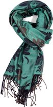 Dames sjaal / pashmina met bloemen motief | groen | mode accessoire | geschenk voor haar