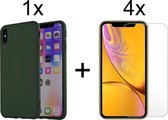 iPhone xs hoesje groen - iPhone xs hoesje siliconen case hoesjes cover hoes - 4x iPhone xs Screenprotector screen protector