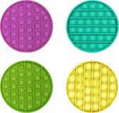 Pop It Fidget Toy | 4 stuks voordeelverpakking | Rond |13 cm | Groen Geel Paars Turquoise | Tiktok | Speelgoed Jongens | Speelgoed Meisjes | Stressbal|