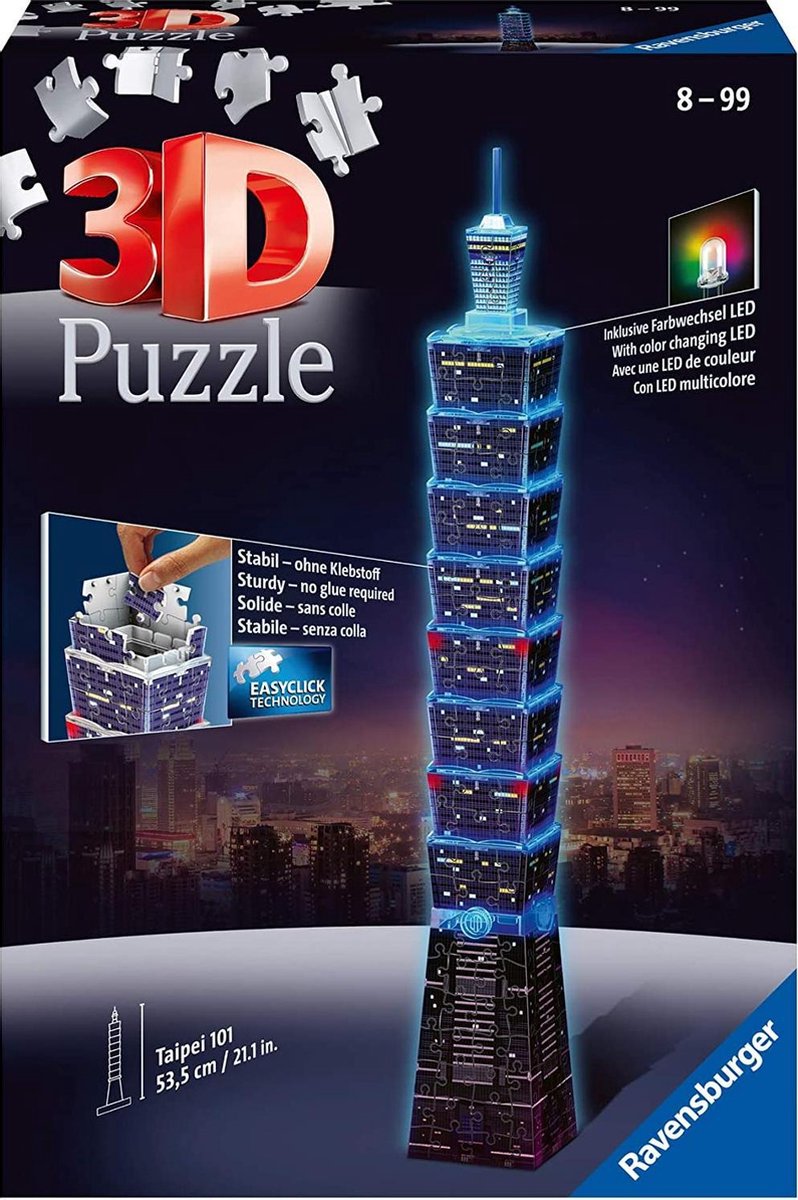 Bezwaar Gepolijst lezing Ravensburger Taipei 101 Night Edition - 3D puzzel gebouw - 216 stukjes |  bol.com