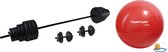 Tunturi - Fitness Set - Vinyl Barbell/Dumbbell Set 50Kg   - Gymball Rood 75 cm