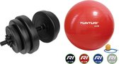 Tunturi - Fitness Set - Vinyl Halterset 15 kg  - Gymball Rood 65 cm