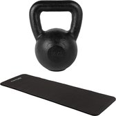 Tunturi - Fitness Set - Fitnessmat 180 x 60 x 1,5 cm - Kettlebell 16 kg
