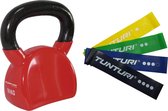 Tunturi - Fitness Set - Weerstandsbanden 4 stuks - Kettlebell 10 kg