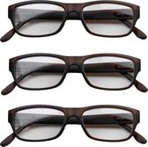 Leesbril bruin mat +3,00 - 3 stuks
