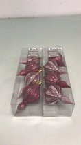 Kerstballen - 8 stuks - Paars glitters | Christmas Decoration