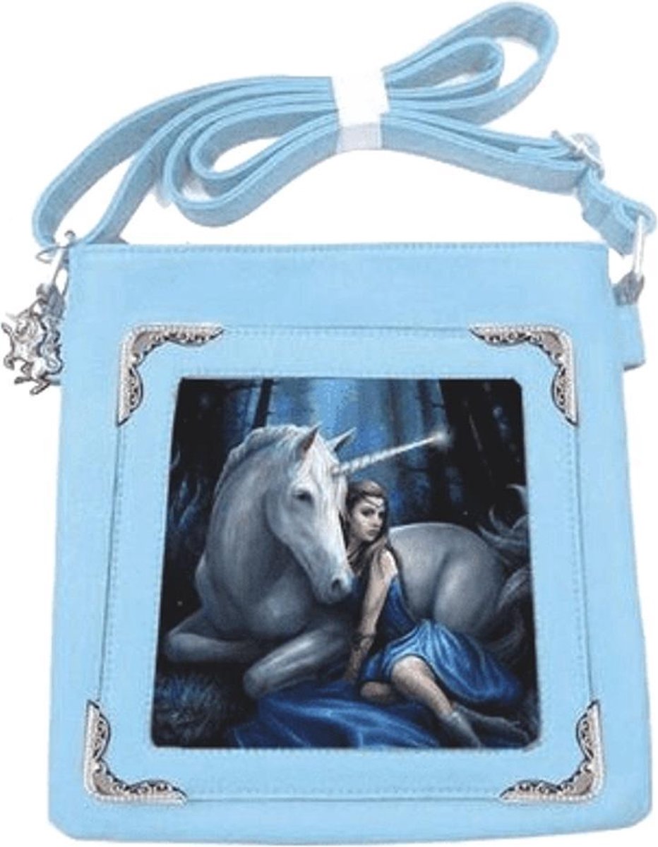 Anne Stokes schoudertas met 3D afbeelding Blue moon unicorn