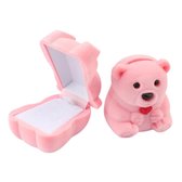 Sieradendoosje - sieradendoos beer - roze beer - sieradendoosje ring - Valentijnsdag - Valentijn cadeau vrouw - juwelendoos - liefde - ring houder - huwelijk - ring doosje - sierad