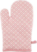 Ovenwant met patroon - 18x28 cm - met lus - Roze