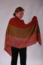 1001musthaves.com Boiled wool dames sjaal oranje rood groen zalm 70 x 180 cm
